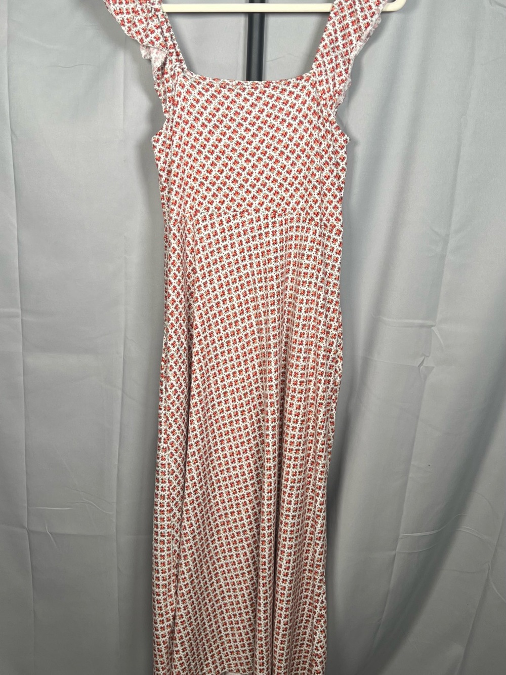 Boden Floral midi Dress Size 6R Square Neck Flutter Sleeve w/ Pockets - Picture 2 of 6
